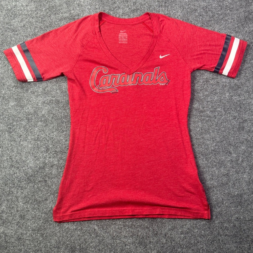 St Louis Cardinals Nike T Shirt Womens S Red V Neck MLB Baseball Fan
